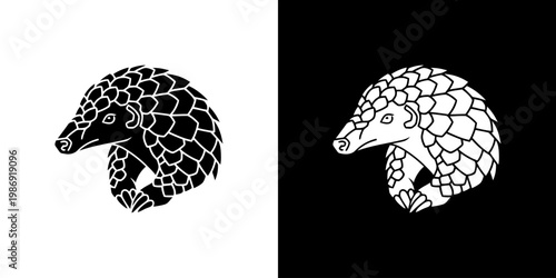 Pangolin Head Logo Icon Silhouette for Wildlife Conservation and Branding