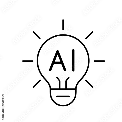 AI concept lightbulb icon, an editable illustration representing innovation and artificial intelligence ideas
