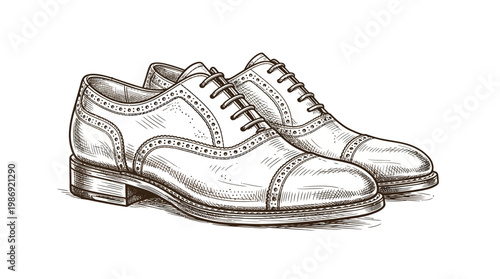 Elegant Hand-Sketched Men's Dress Shoes