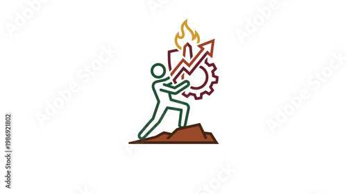 Business Success Concept With Progress Arrow and Gear