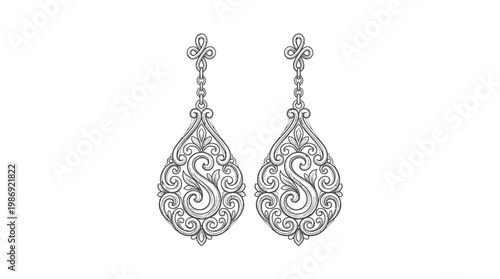 Elegant Vector Earrings with Detailed Ornament