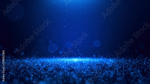 Glowing bokeh luxury motion blue particles elegant background video loop