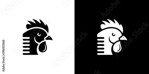Rooster Head Logo Icon in Minimalist Flat Style for Branding