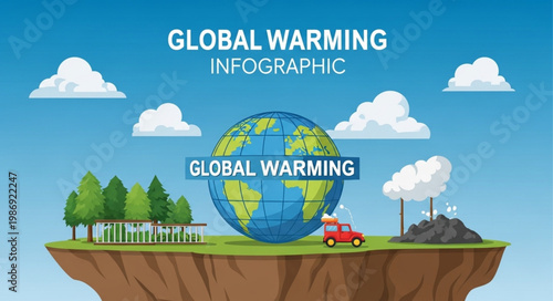 Global Warming Infographic - Earths Climate Crisis and Environmental Impact.