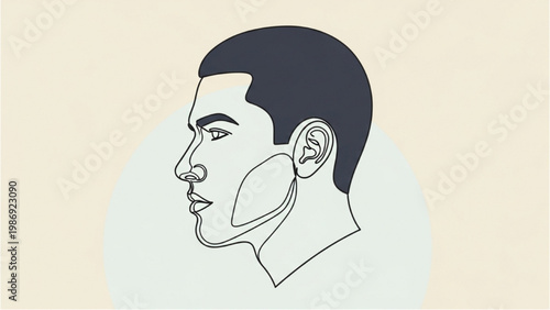 Vector 2D CAD illustration of a man's head in profile view