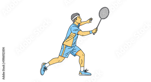 Badminton player athlete holding racket illustration