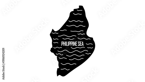 Philippine Sea Outline Map, black isolated silhouette