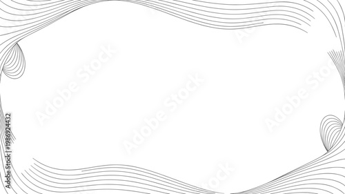 Decorative border frame illustration, abstract wave design, elegant line art vector, minimalist background element, stylish graphic divider, symmetrical motion pattern