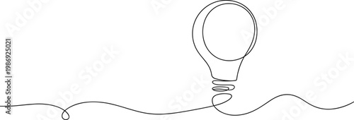 Minimalist continuous line light bulb illustration, creative idea vector, innovation concept design, artistic inspiration drawing, modern simplicity symbol