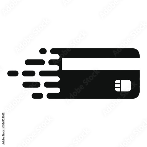 Speed motion blur credit card flying fast through air quickly  fast payment concept icon