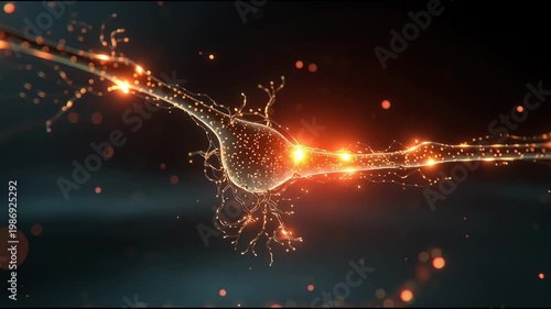 Neural Activity Visualization Shows Glowing Neurons Firing in a Lab Setting at Night