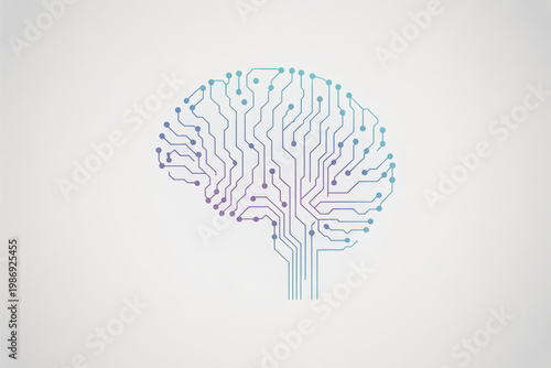 Electronic Circuit Board Forming the Shape of a Human Brain Symbolizing AI