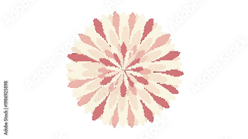 Boho floral mandala vector, hand drawn pink and beige flower blossom, decorative circular sunburst motif for wedding invitations and branding