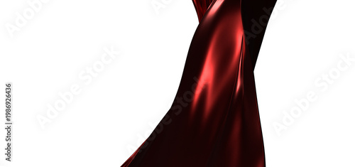 Abstract background featuring flowing red fabric against a clean white backdrop. Perfect for textures, design elements,