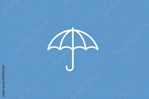 a simple white umbrella icon on a blue background