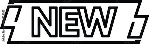 Bold Black and White " NEW" Text Graphic with Lightning Bolt Accents Keywords: new, announcement, fresh, modern, bold, graphic, text