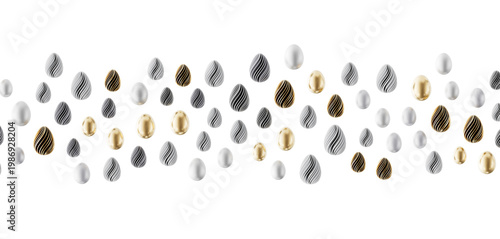 Tableau sur toile Stylish Easter eggs in gold, silver, and textured patterns create a beautiful se