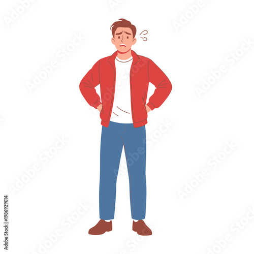 Frustrated Man Standing with Hands on Hips.