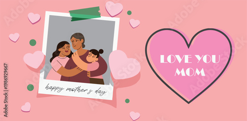 Two Daughters Hug Middle Aged Single Mom for Mother's Day 2