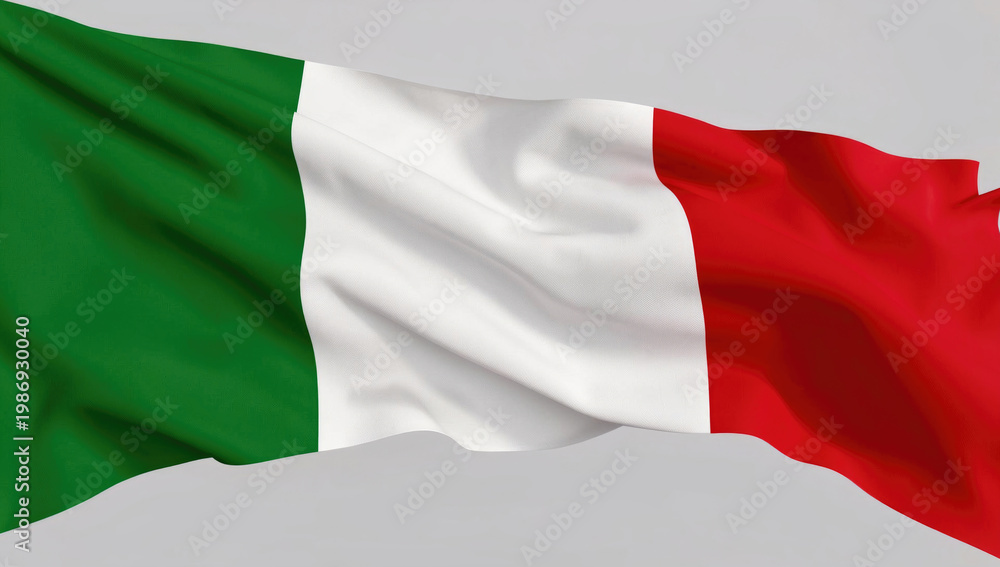 Fototapeta premium The Italian flag waving freely in the breeze