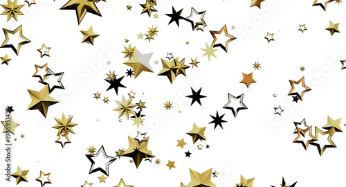Golden stars on white backg...