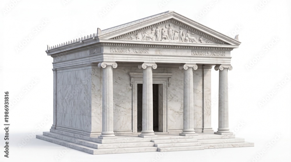 Fototapeta premium An ancient greek temple structure featuring ornate ionic columns and a classic pediment design