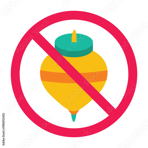 Foto No spinning top sign, do not play symbol, spinning top prohibited symbol, forbid