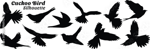 Obraz na płótnie Cuckoo Bird Silhouette Set Isolated on White Background Vector Illustration