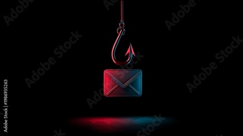 Exploring the Phishing Hook Concept With Envelope Icons in a Dark Setting, Highlighting the Importance of Online Safety and Security Awareness