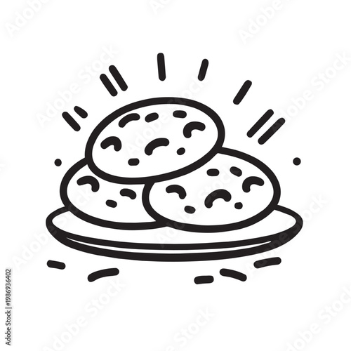 cookies with crumbs, clean doodle line art