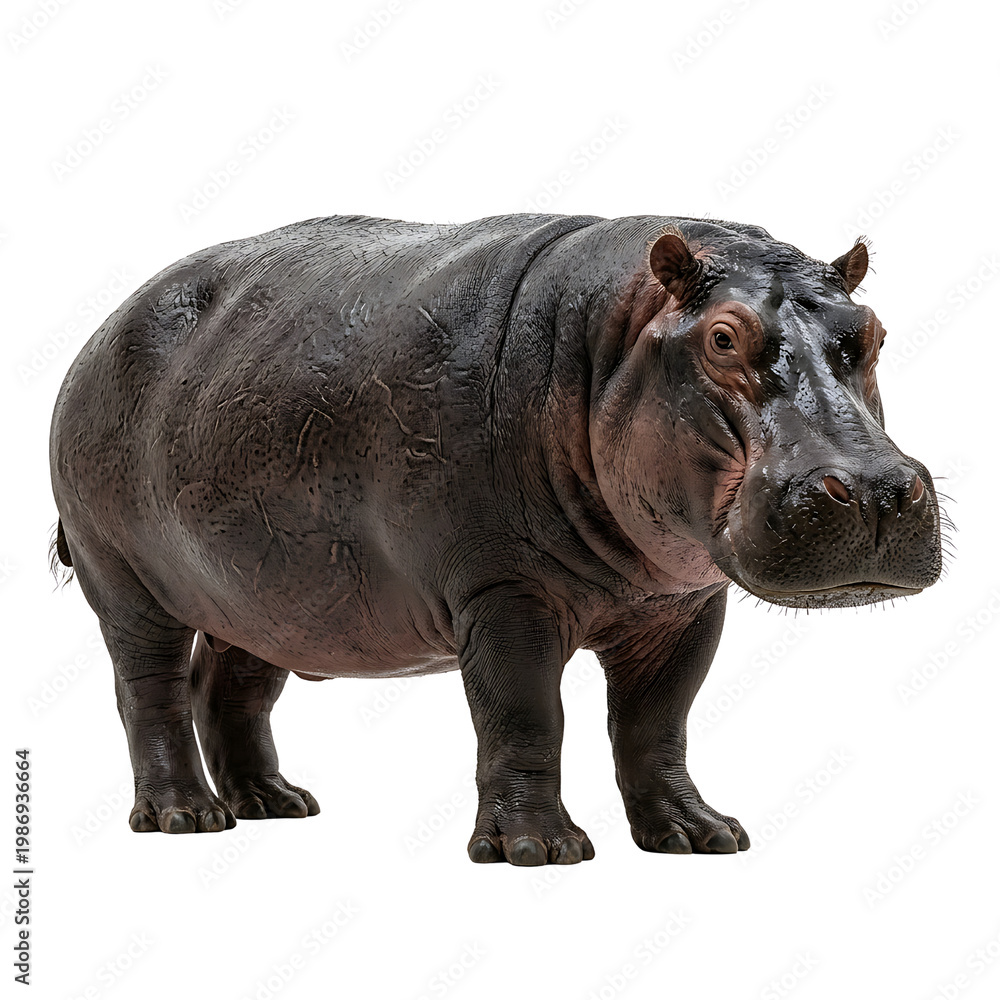 Obraz premium Realistic hippo illustration isolated on transparent background wildlife animal