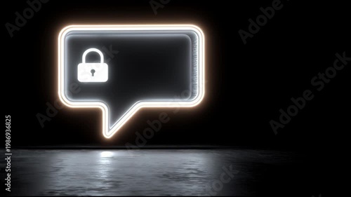 Messaging Concept With Glowing Padlock on Chat Bubble Highlighting Security and Privacy in Digital Communication