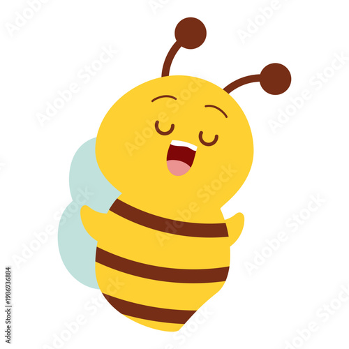 Cute Singing Cartoon Honey Bee Character Illustration
