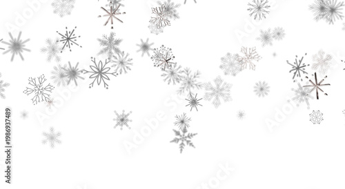 Snowflakes falling on white...