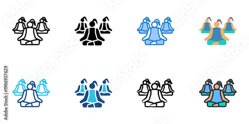 Yoga retreat icons set multiple style collection. Editable stroke 

