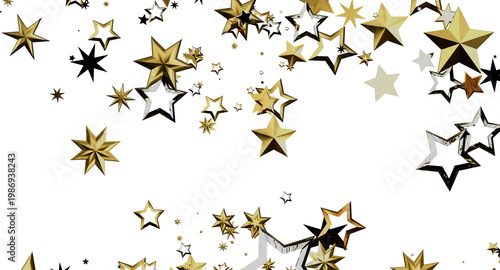 Abstract gold stars on whit...