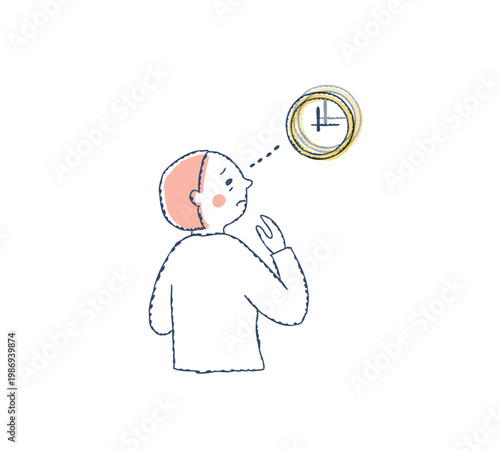 時計が二重に見えるシニア女性