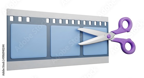Scissors cutting through a film strip representing editing or censorship