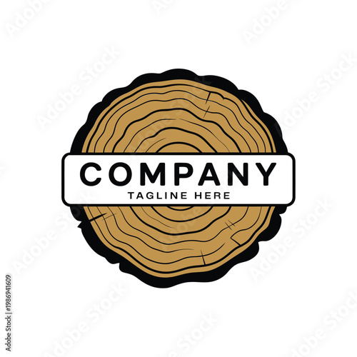 A circular wood slice logo design with space for company branding