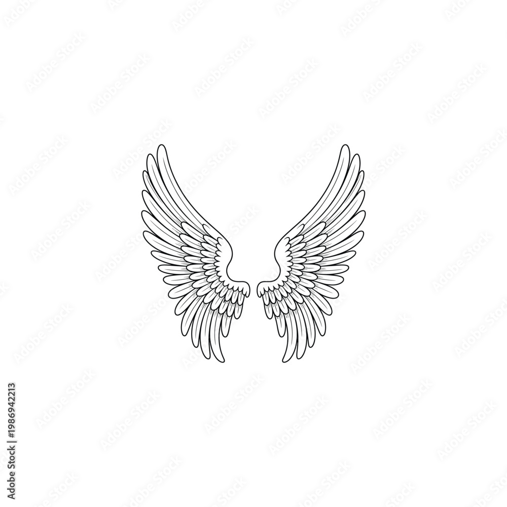 Obraz premium Minimalist Black Angel Wings Icon