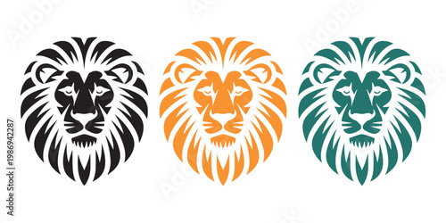 Lion head logo strong fierce animal emblem modern minimal branding design bold vector style icon