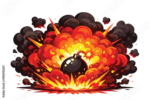 Vector art of dynamite exploding, featuring bold shapes, sharp lines, and dynamic motion effects, creating a powerful and energetic visual with a striking burst impact.