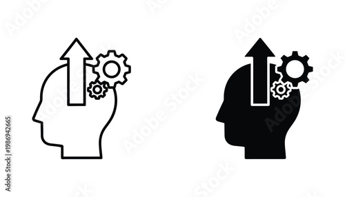 Mind Gears Upward Growth Concept Icon Human Head Progress