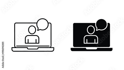 Video Conference Icon Person Chatting Laptop Communication Digital