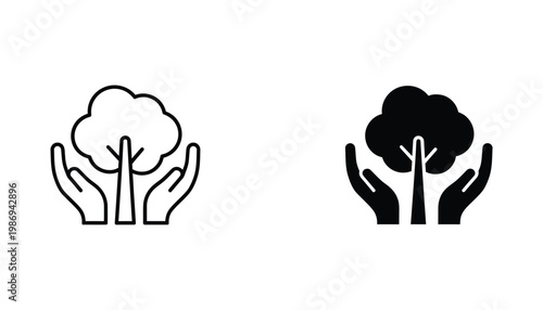 Tree Hands Protection Growth Concept Icon