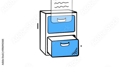 Creatively crafted amazing doodle style animated icon of filing cabinet