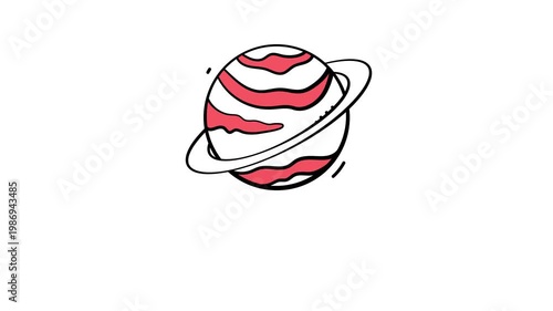 Doodle illustration of planet, science, space studies, and astronomy education