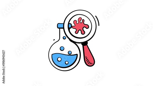 A stylized virus symbol representing biology, science lessons, and lab study