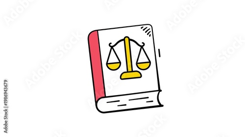 Law textbook doodle style vector, legal studies, rules, and civic education.