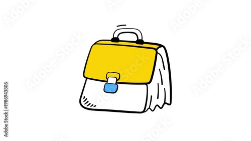 Classic school bag doodle animated icon symbolizing learning, study essentials,